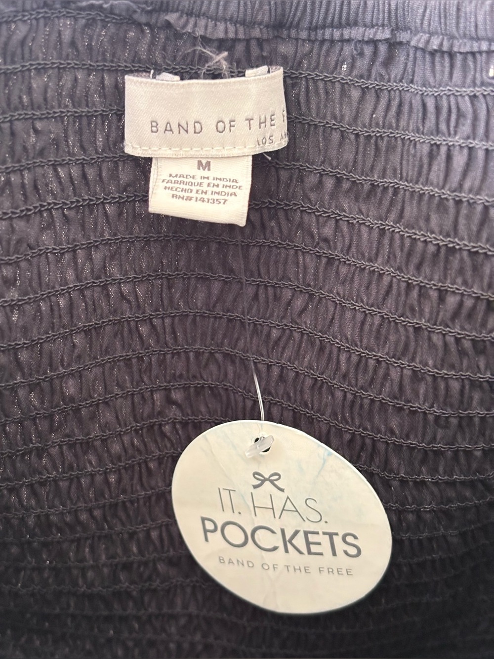 NWT - Band of the Free Strapless Pleated Bodice Wide-Leg Black Jumpsuit - Size M - Picture 5 of 5